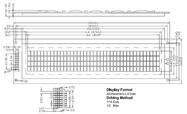 RYB4004Alcd Character Display , Oled Character Display Yellow / Green / White LED Backlight