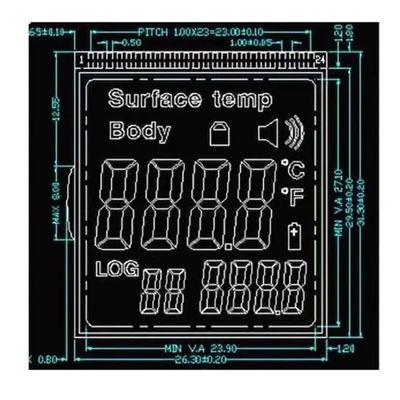 RYD2119TM01 Custom Segment LCD Display Object Body Temp Indicator Zebra Connector 3.0V Drive