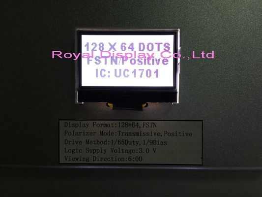 STN/Blue/Negative 128X64 Resolution 45mA Backlight Monochrome LCD Display For Landline Phone