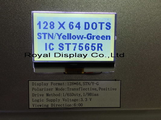 STN/Blue/Negative 128X64 Resolution 45mA Backlight Monochrome LCD Display For Landline Phone