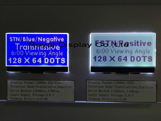 128x64 FSTN Positive COG 3V Mono LCD Display Stn Gray For Medical Equipment