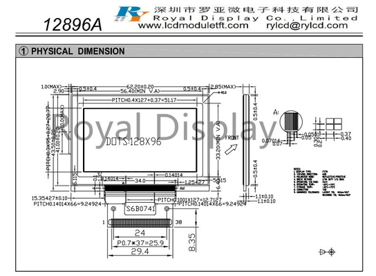 128*96dots FSTN Graphic LCD Display Monochrome COG LCD Monitor