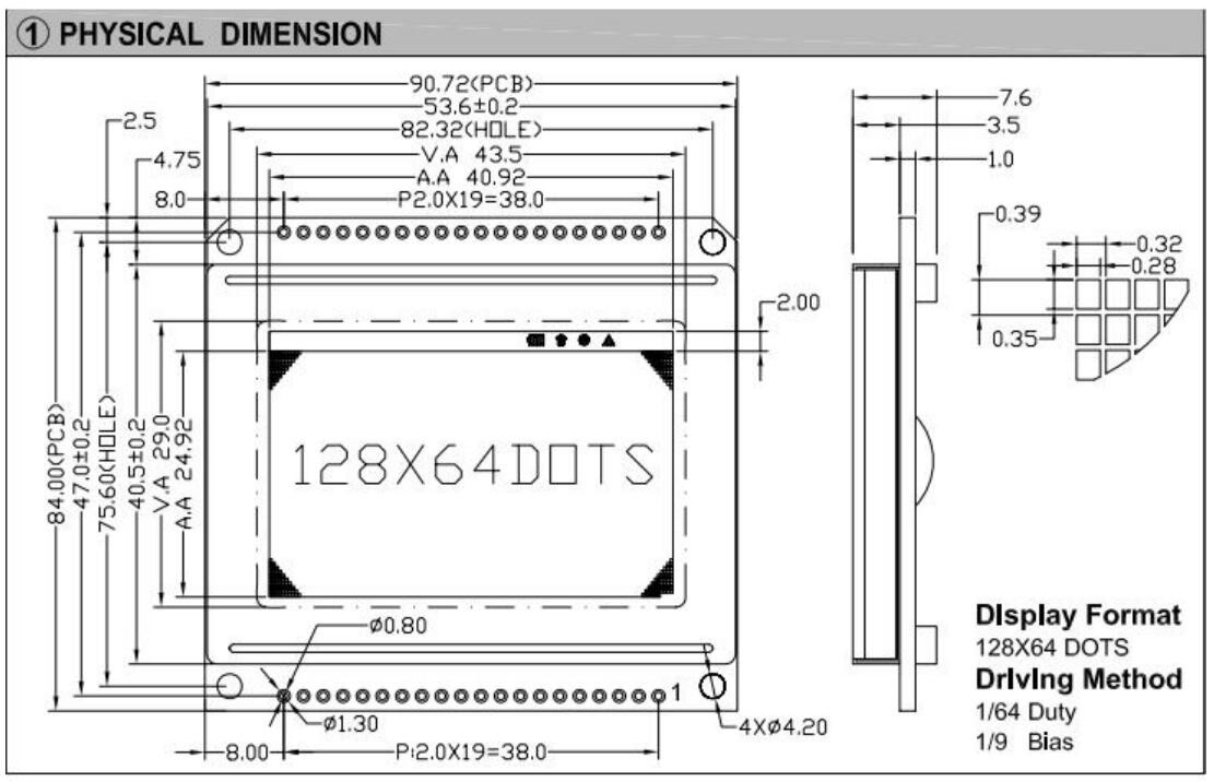 128*64 Graphic LCD Module FSTN 6H AT0108 AT0107 With PCB LED Backlight Industrial Display