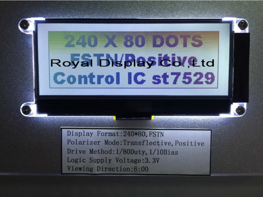 240X80 Dots Graphic COG STN FSTN LCD Display With LCD Backlight