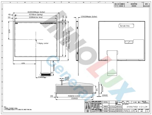 Innolux 5.6 inch TFT LCD Module 640*RGB*480 digital display screen AT056TN52