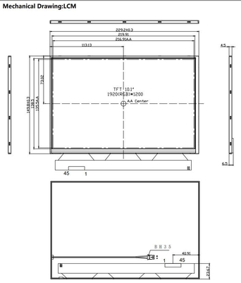 10.1 Inch TFT LCD Module 1920*1200 RGB High Contrast Ratio 1000nits Display