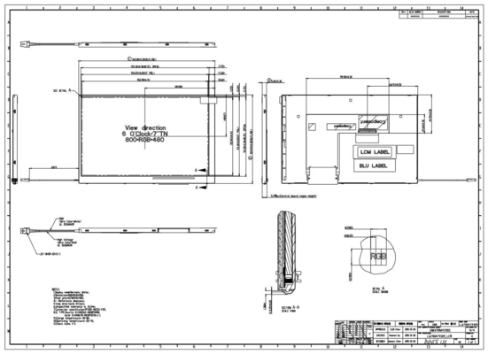 7 Inch TFT INNOLUX LCD Display 800*RGB*480 WVGA 40 PIN TTL Interface