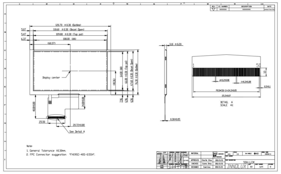 EJ050NA-01G Innolux 5 Inch TFT LCD Module Display 800*RGB*480 Optional RTP