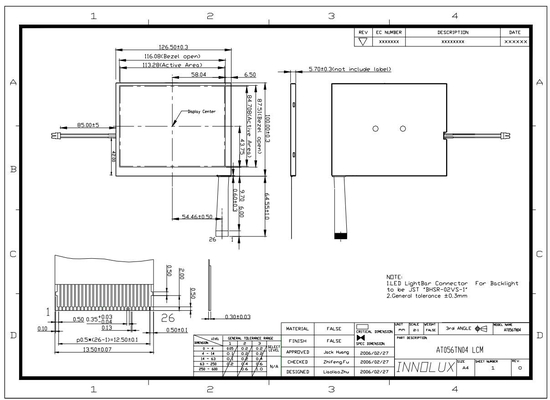 5.6 Inch Innolux TFT LCD Panel 320*234 RGB At056tn04 Analog Touch Screen