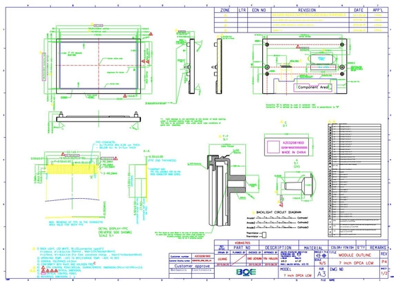 7 Inch TFT LCD Module 800*480 RGB Boe AV070wvm-Nc1 LCD Display Panel