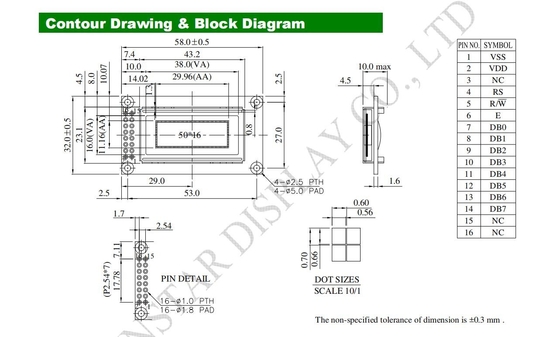 1.26'' Winstar Graphic Monochrome OLED Module WEG005016A 50*16 Dots