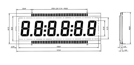 DE156-TU TN LCD Module -40 to +90 degree replacement big size monochrome transflective