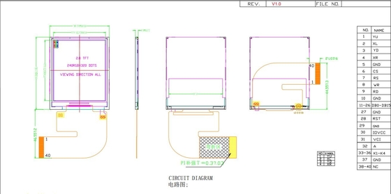 2.8'' IPS TFT LCD Module 240*320 RGB free view with ST7789V display