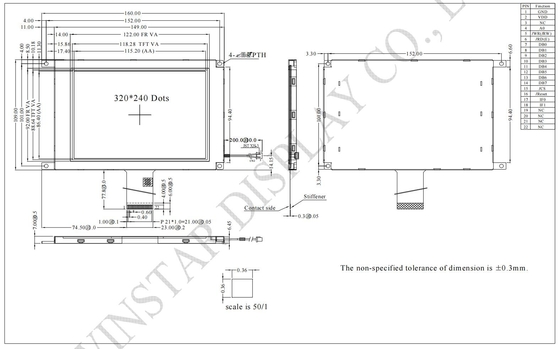 5.7'' 320*240 TFT LCD Module 12h Positive Transmissive ST7511U IC 3.3V