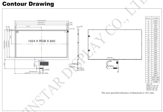 10.1'' 1024*RGB*600 TFT LCD Module 16:9 wide view MIPI interface Winstar replacement