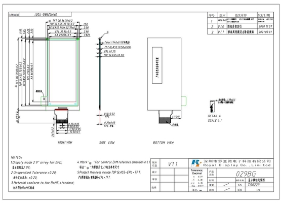 2.9'' EPD Display E-Paper Module 128*296 Ultra Wide View Bi-Stable SPI Interface customizable