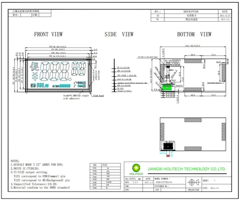 Hink 7.75'' EPD Mono Color 3.0V with Tt30120 E-Paper Display 120 Segment Design