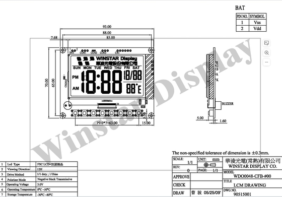 FSC LCD Module Customizable 12H Negative Black Transmissive Field Sequential Color Winstar