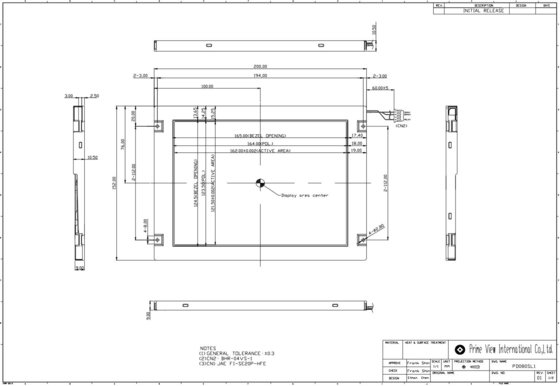 8'' TFT LCD PD080SL1 PVI 800*600 RGB CCFL Display Industrial Touch Wide Temperature