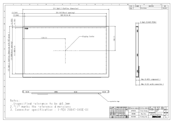 9'' TFT LCD Module INNOLUX 1280*RGB*720 DJ090IA-01A Original Car Display Wide Temperature