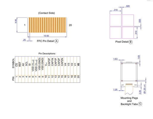 1.0'' Graphic LCD Module FSTN 42*65 Negative 12h St7565r Cfao4265A 100% Replicate Wide Temperature Customize