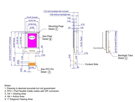 1.0'' Graphic LCD Module FSTN 42*65 Negative 12h St7565r Cfao4265A 100% Replicate Wide Temperature Customize