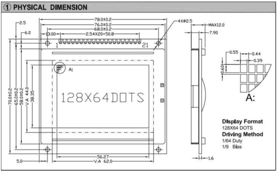 128*64 Graphic LCD Module STN T6963C With Backlight Industrial Display Monochrome Customizable