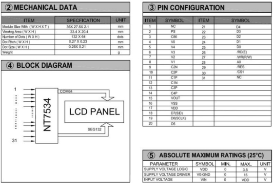 132*64 Graphic LCD Module FSTN NT7534 FPC Connector Industrial Display 3.5v