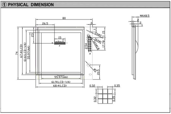 160*160 Square Graphic FSTN LCD Module RA8822 With Back Light Wide Temperature Industrial Display