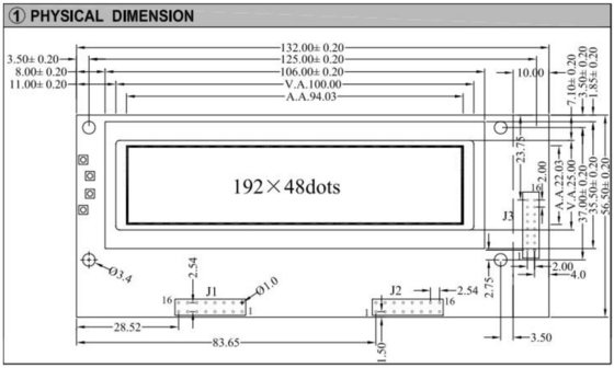 192*48 Graphic LCD Module With Backlight AT0107 6H 12H Wide Temperature Industrial Display