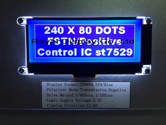 240*80 FSTN Graphic 6H ST75256 Super Wide Temperature Industrial Display With PCB LCD Module