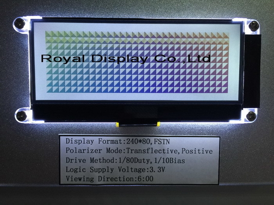 240*80 FSTN Graphic 6H ST75256 Super Wide Temperature Industrial Display With PCB LCD Module