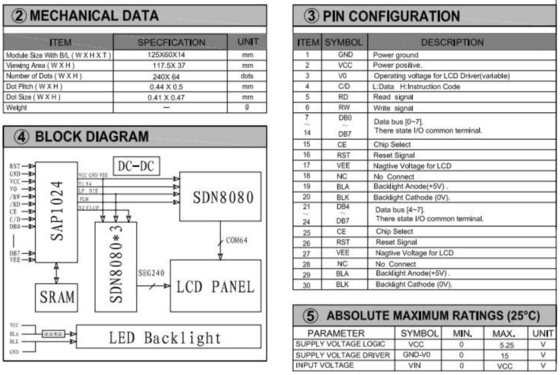 240*64 Graphic FSTN LCD Module With PCB Big Size Industrial Display