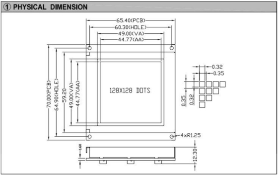 128*128 Graphic FSTN LCD Module With PCB Backlight T6963 Wide Industrial Display