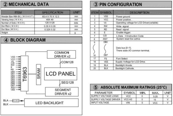 128*128 Graphic FSTN LCD Module With PCB Backlight T6963 Wide Industrial Display