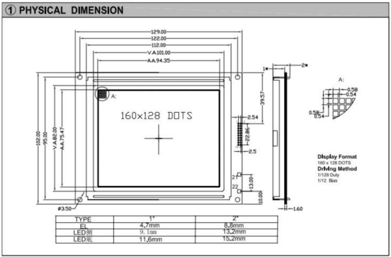 160*128 graphic LCD Module 6H 12H with backlight T6963C STN monochrome industrial display