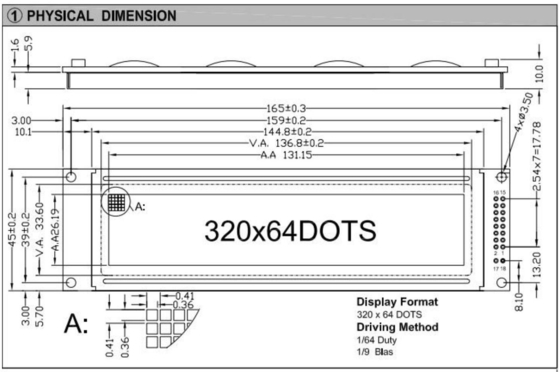 320*64 Stn Graphic LCD Module Big Size LC7981 Industrial Display With Backlight