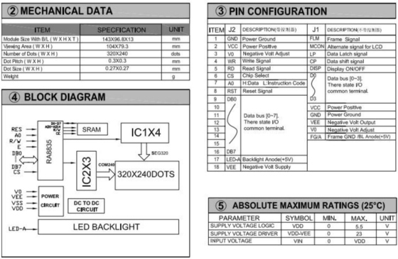320*240 FSTN Graphic LCD Module RA8835 6H Wide Temperature Industrial Display