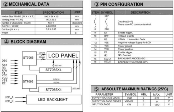 40*4 Character LCD Module Big Size With Backlight Wide Temperature Industrial Display
