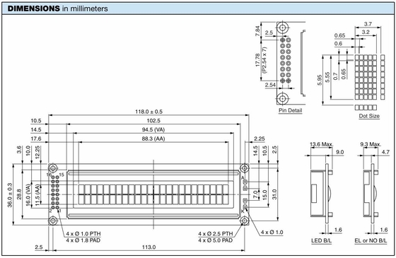24*2 Character LCD Module STN Gray Yellow Blue Green Wide Temperature Industrial Display