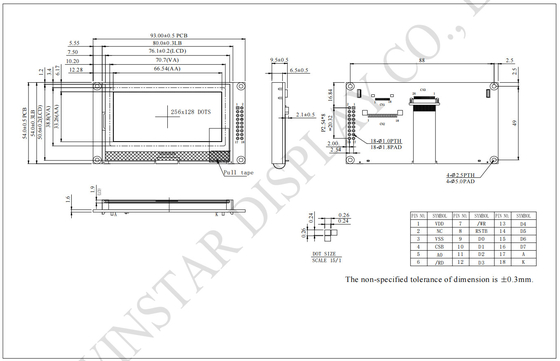 256*128 Wide Temperature Graphic LCD Module Winstar 100% Replace Industrial Display