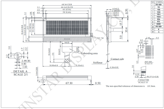 20*4 FSTN Monochrome I2C Wide Temperature LCD Module Winstar Replacement