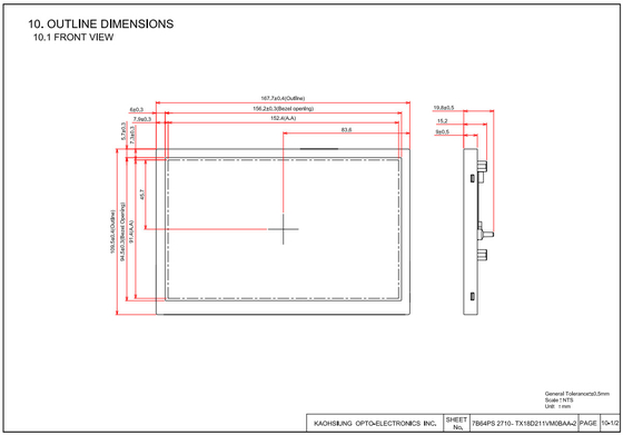 TX18D211VM0BAA TFT LCD Module 7.0-inch 800*480 LCD Panel Screen