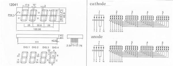 4 Digit LED Segment Display 1.2 Inch 200mcd Seven Segment LED Display