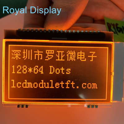 128*64 FSTN LCD Display Negative with Orange Backlight LCD Monitor