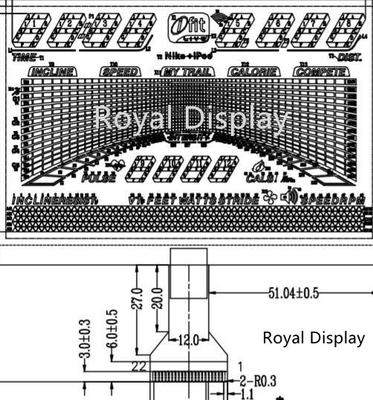 Stn Cog Graphic LCD Display FPC Negative 7 Segment FSTN FFC For Treadmill